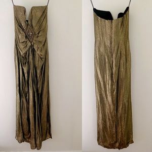 Vintage 70’s 80’s Statement Dress Gold New Years Eve Holiday Strapless Sz 8vtg